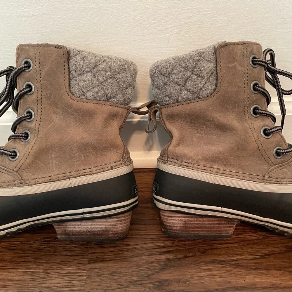 Sorel Slimpack ll Lace Boot Sz 7.5 Leather Winter Duck Boot Lace Up